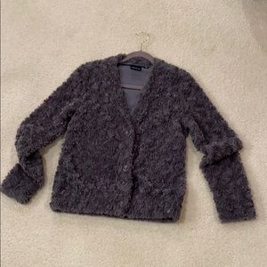 Gray fuzzy cardigan